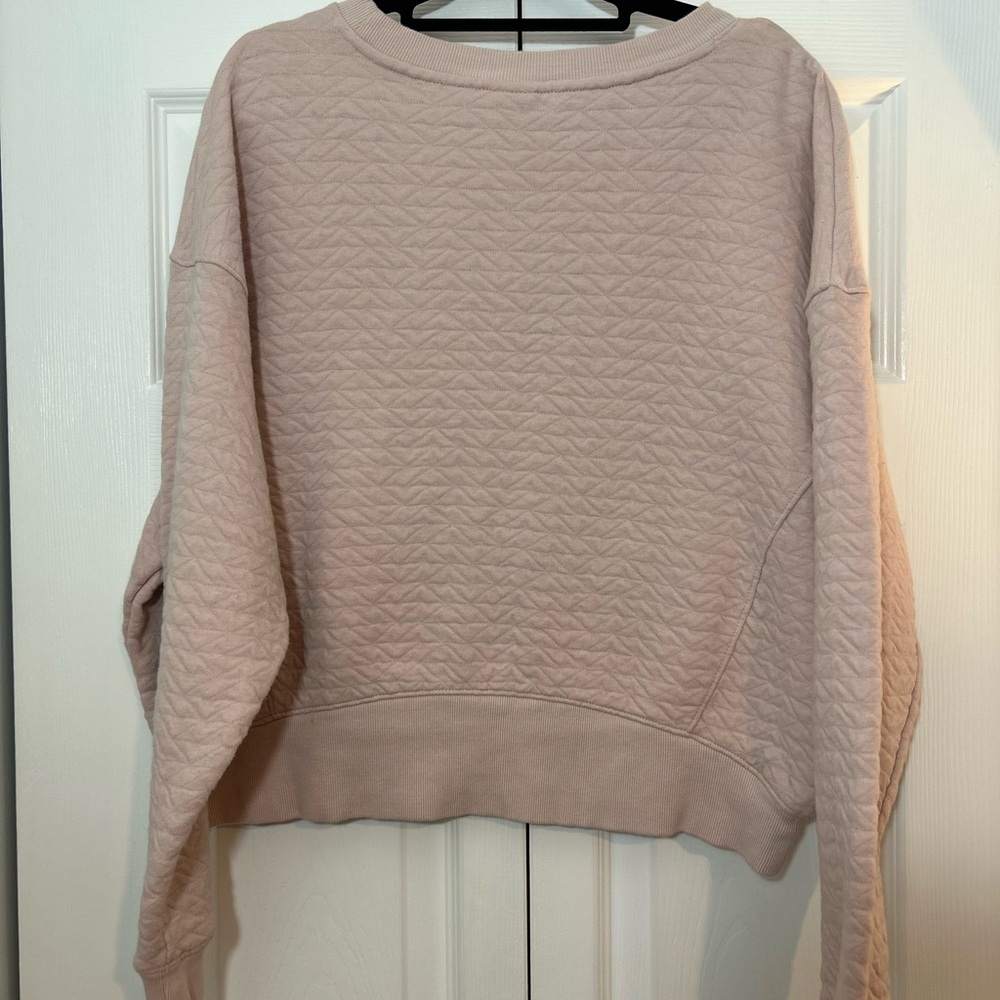 All In Motion Quilted Crewneck Sweatshirt Blush Pink Kangaroo Pocket M - Picture 6 of 6